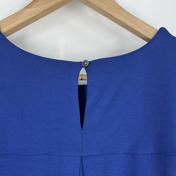 J Jill Wearever Dress Size Large Blue Short Sleeve Minimalist Shift Stretch - Picture 7 of 9